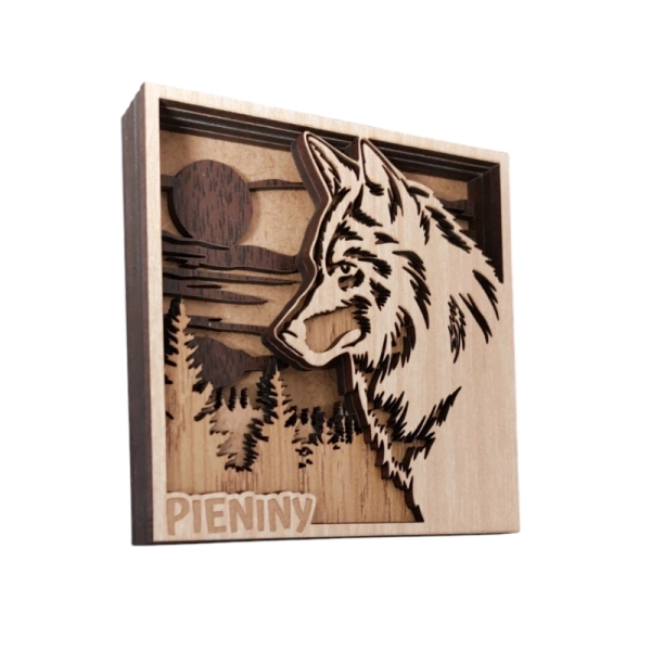 Drewniany magnes 5D N59 Wilk