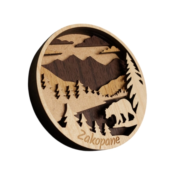 Drewniany magnes 5D N66 Niedźwiedź