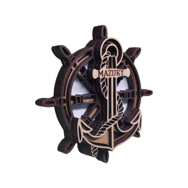 Drewniany magnes 5D N70 Kotwica