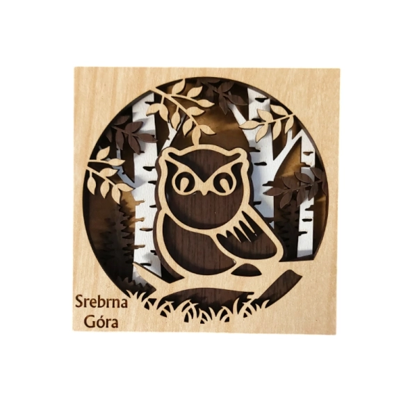 Drewniany magnes 5D N30 sowa