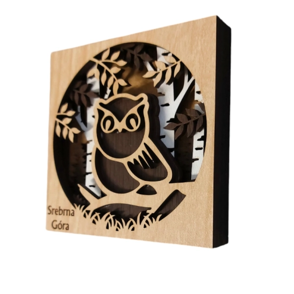 Drewniany magnes 5D N30 sowa