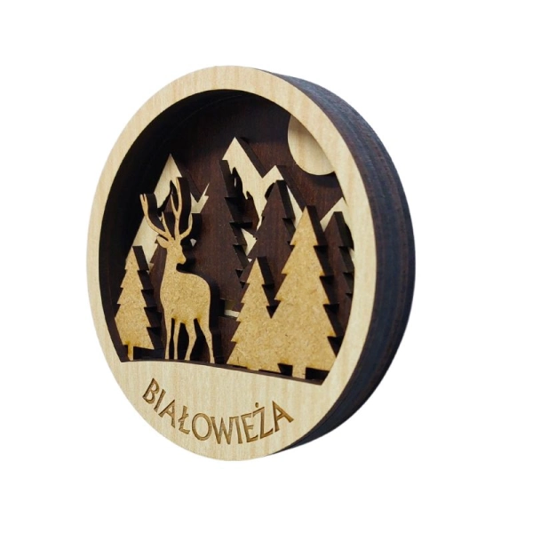 Drewniany magnes 5D N4 z jeleniem