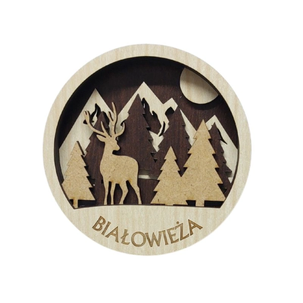 Drewniany magnes 5D N4 z jeleniem