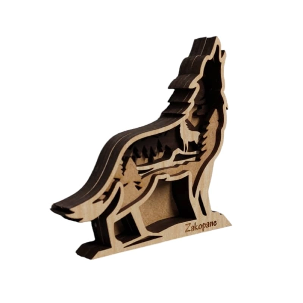 Drewniany magnes 5D N35 Wilk