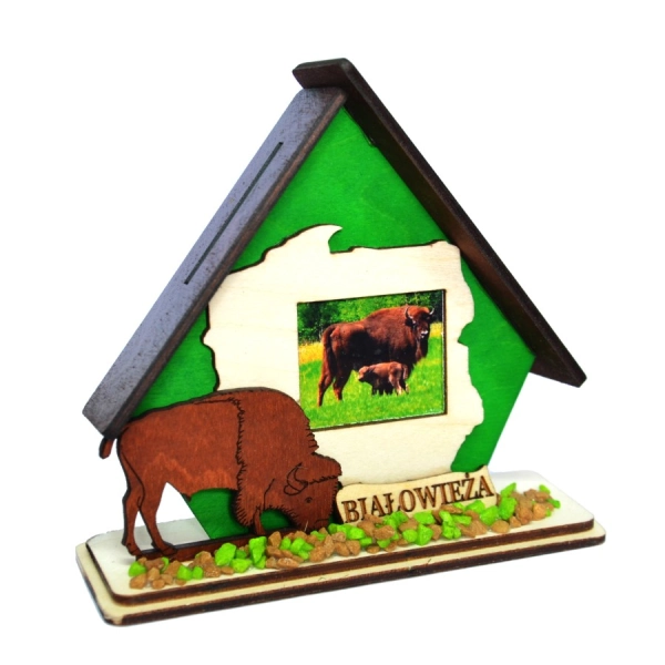 Domek z mapą i żubrem