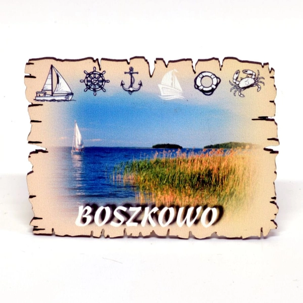 drewniany magnes w kształcie papirusa z nadrukowanym zdjęciem