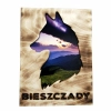 obaz opalany ze zdjęciem i napisem Bieszczady