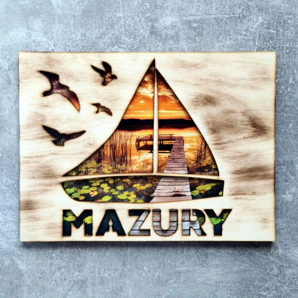 obaz opalany z widoczkiem na mazury