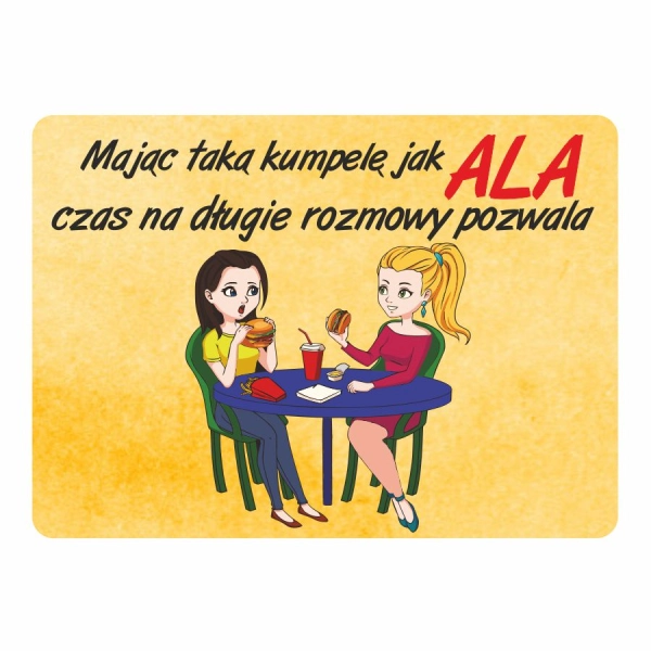 Magnes śmieszny z imieniem ALA