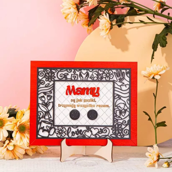 Czerwona ramka z ażurem DLA MAMY