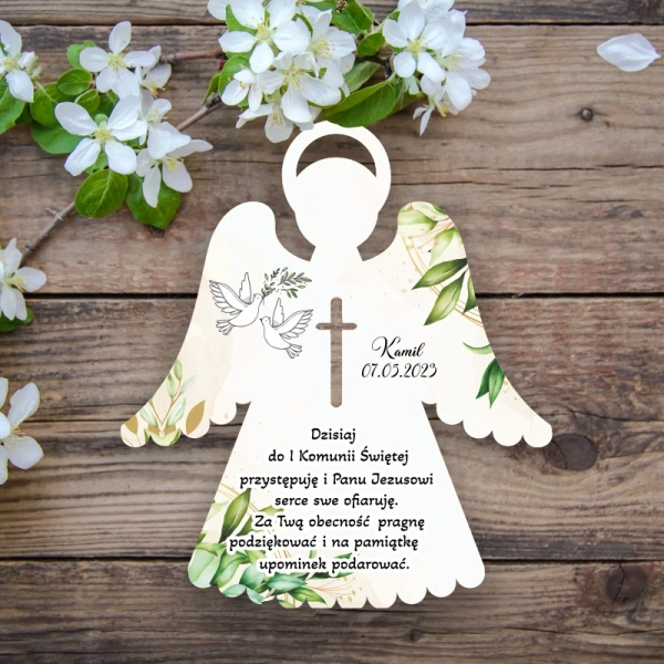 Zawieszka Aniołek UV N2 – upominek na uroczystości Pierwszej Komunii