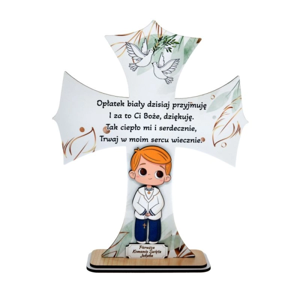 Pamiątka komunijna z chłopcem, blondyn