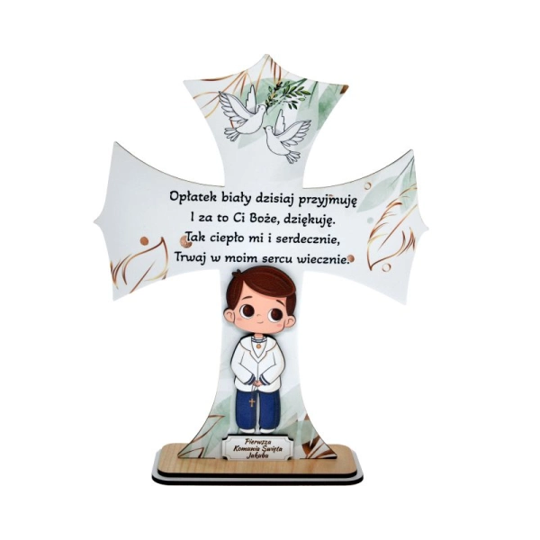 Pamiątka komunijna z chłopcem, brunet