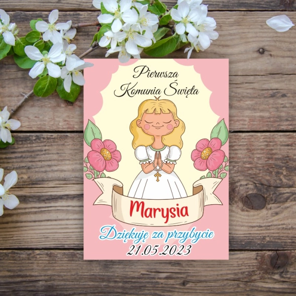 Podziękowanie dla gości - Dziewczynka BLOND - Prostokąt