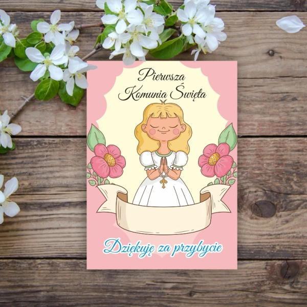 Podziękowanie dla gości - Dziewczynka BLOND - Prostokąt