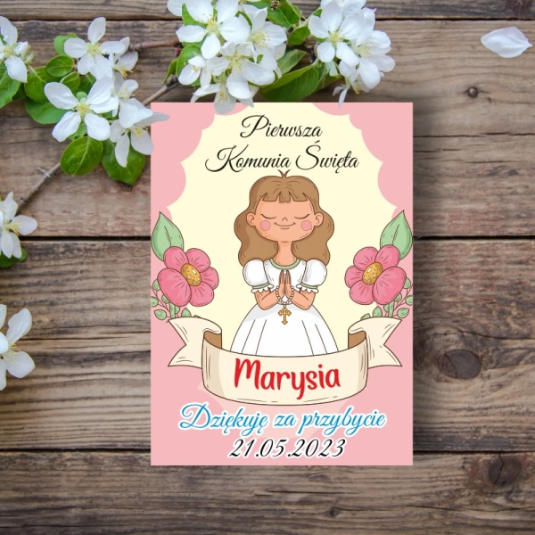 Podziękowanie dla gości - Dziewczynka BRĄZ - Prostokąt