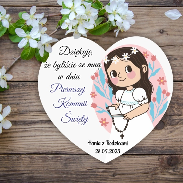 Podziękowanie dla gości - dziewczynka w sercu BRĄZ