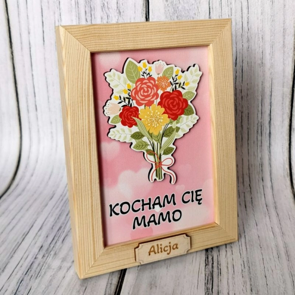 Ramka z kwiatami i dedykacją dla mamy N2