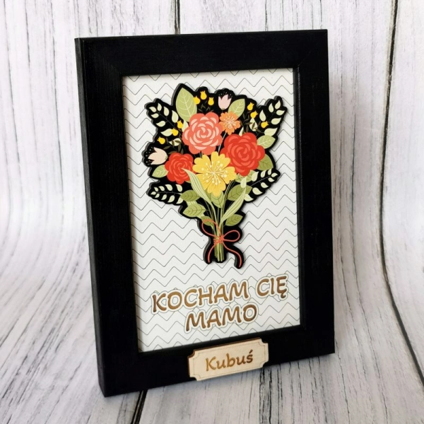 Ramka z kwiatami i dedykacją dla mamy