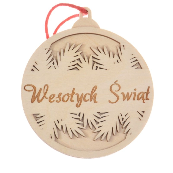 Drewniana bombka z grawerem N27+ gratis