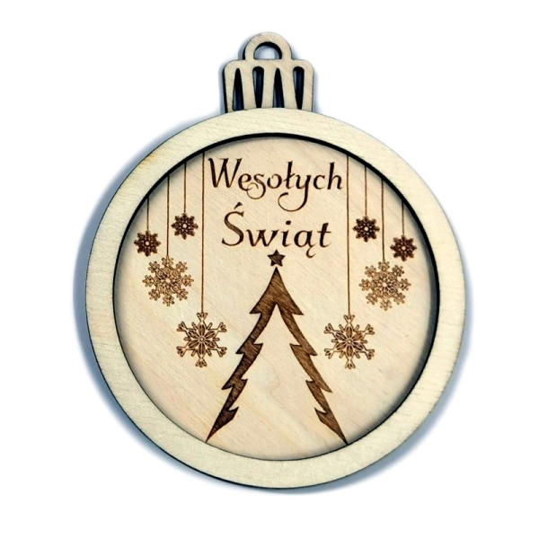 Bombka imienna, drewniana bombka z grawerem