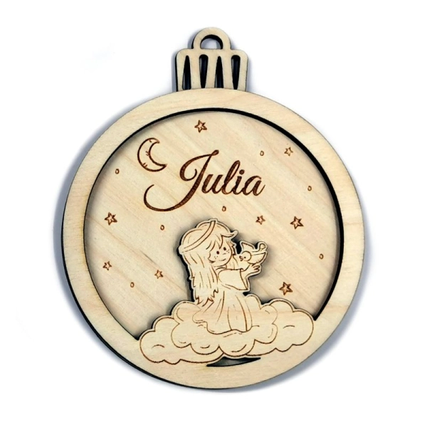 Bombka imienna, drewniana bombka z grawerem