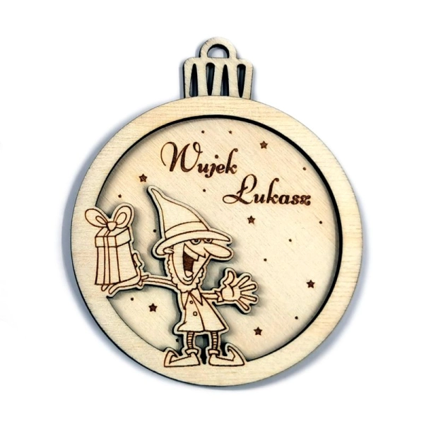 Bombka imienna, drewniana bombka z grawerem