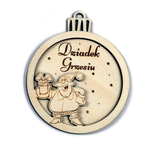 Bombka imienna, drewniana bombka z grawerem