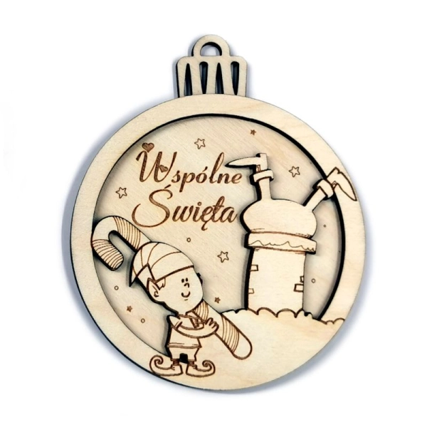 Bombka imienna, drewniana bombka z grawerem