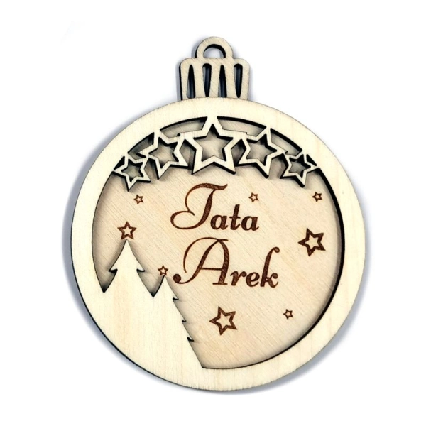 Bombka imienna, drewniana bombka z grawerem