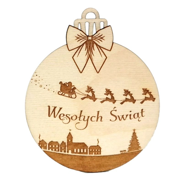 Bombka imienna, drewniana bombka z grawerem