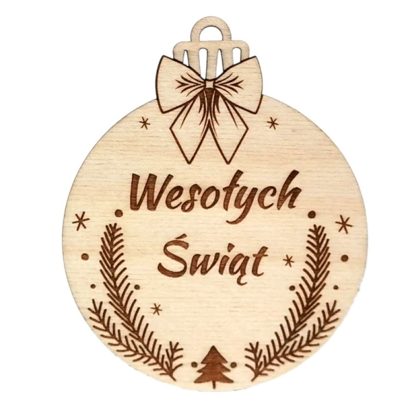 Bombka imienna, drewniana bombka z grawerem