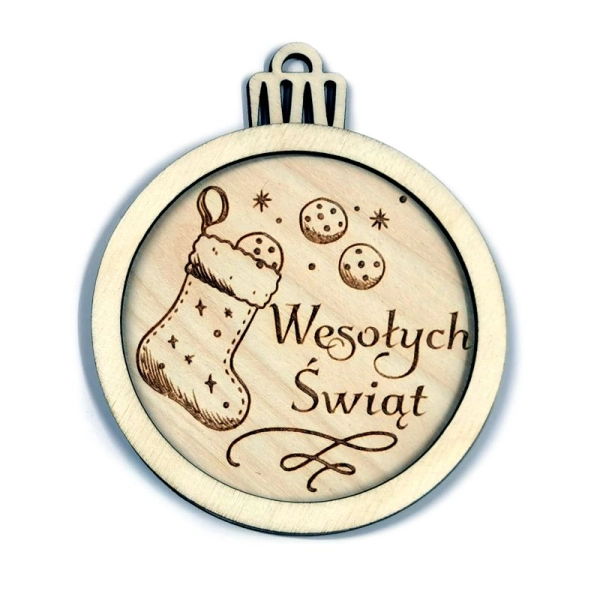 Bombka imienna, drewniana bombka z grawerem