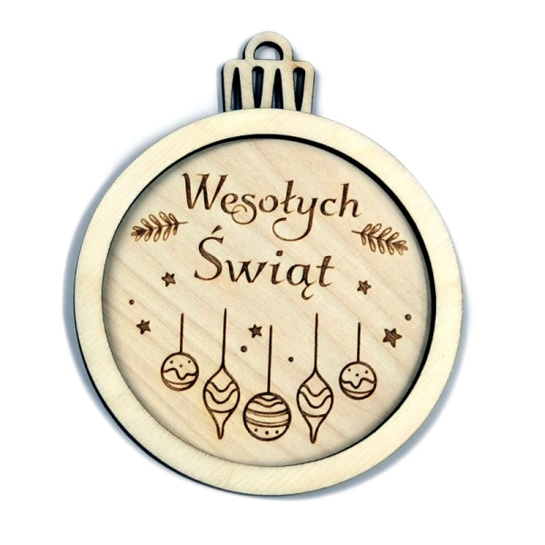 Bombka imienna, drewniana bombka z grawerem