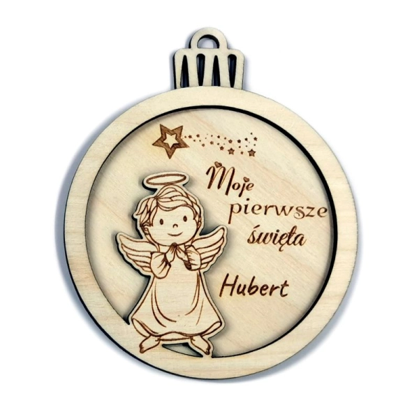 Bombka imienna, drewniana bombka z grawerem