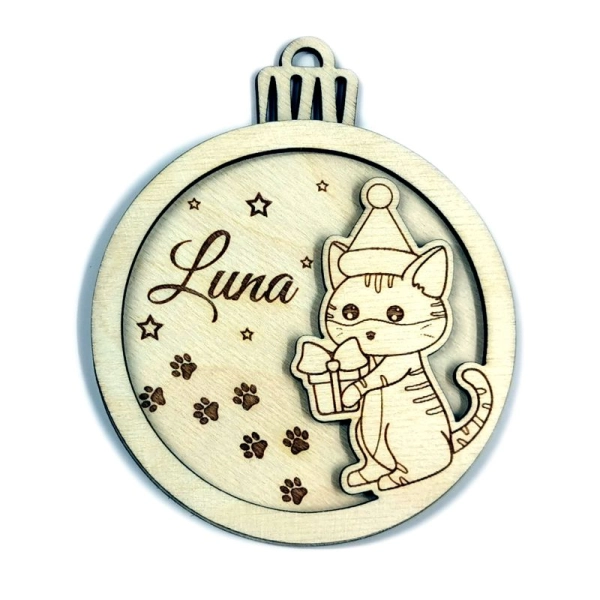 Bombka imienna, drewniana bombka z grawerem