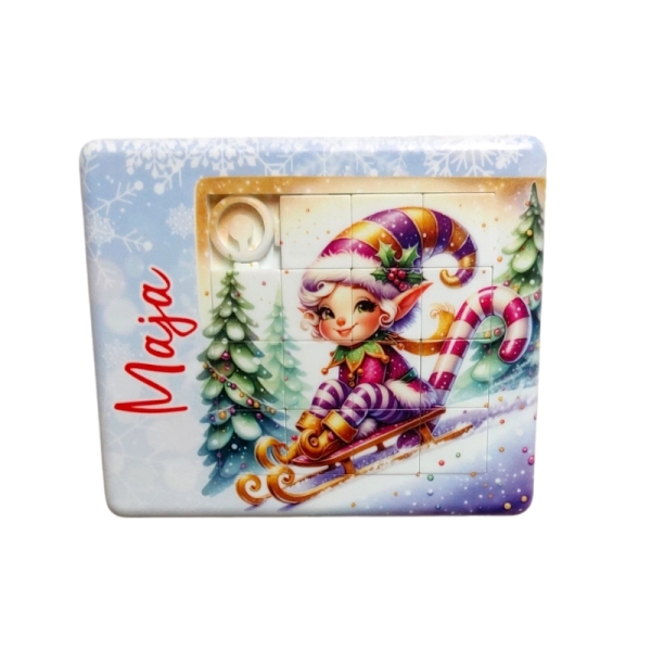 Drewniany magnes Układanka Elf N1