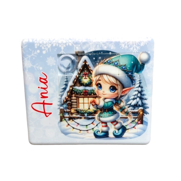 Drewniany magnes Układanka Elf N3