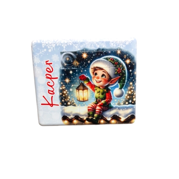Drewniany magnes Układanka Elf N4