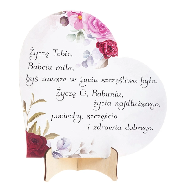 Serce z kwiatami na sztaludze DLA BABCI