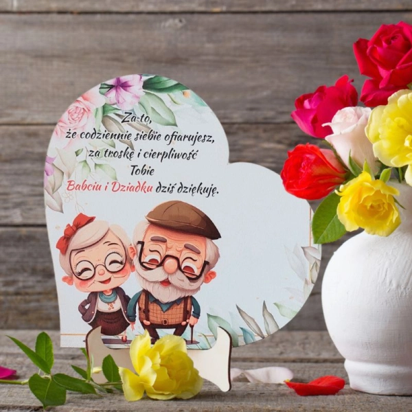 Prezent dla Babci i Dziadka- serce na sztaludze