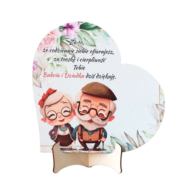 Prezent dla Babci i Dziadka- serce na sztaludze