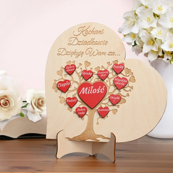 serce z grawerem dla babci i dziadka