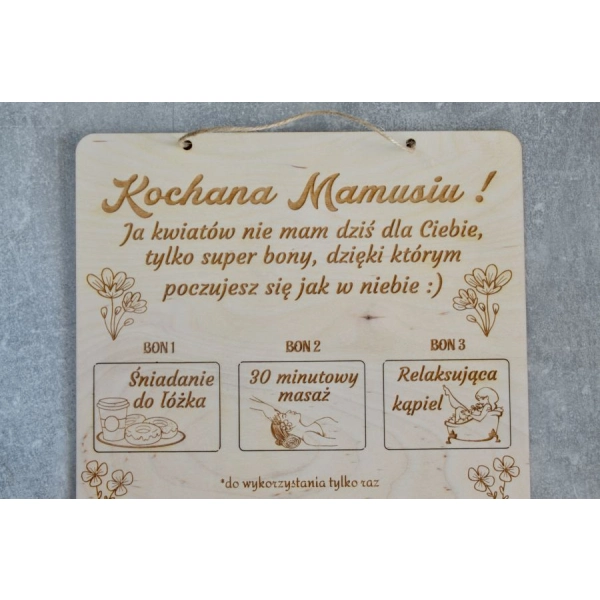 Tabliczka z bonami DLA MAMY