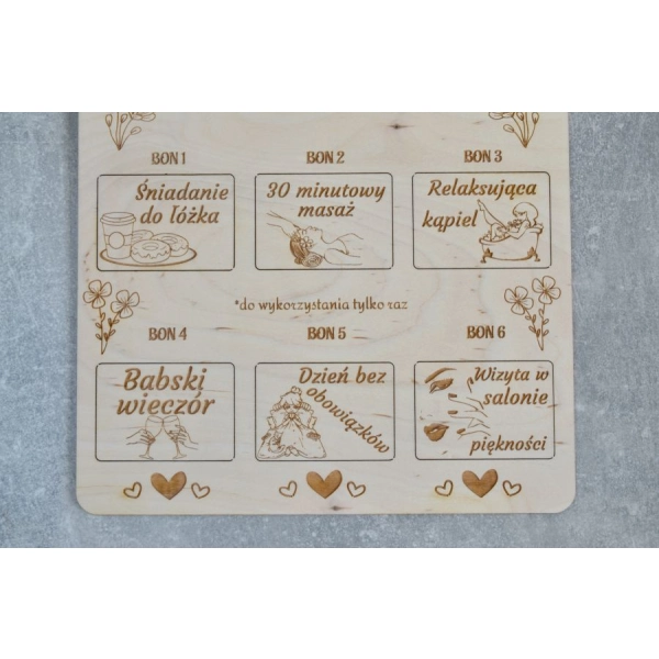 Tabliczka z bonami DLA MAMY