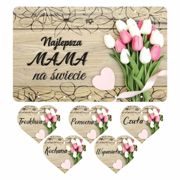 Tabliczka z sercami i dedykacją dla mamy N1