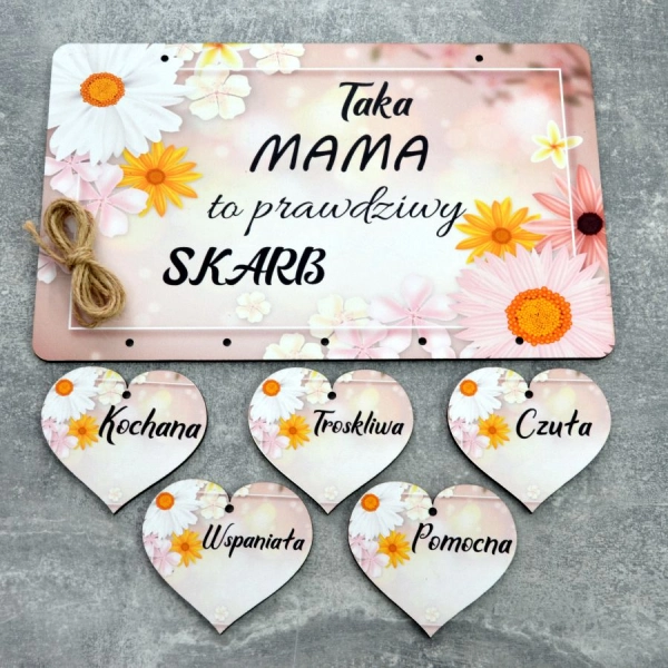 Tabliczka z sercami i dedykacją dla mamy N2