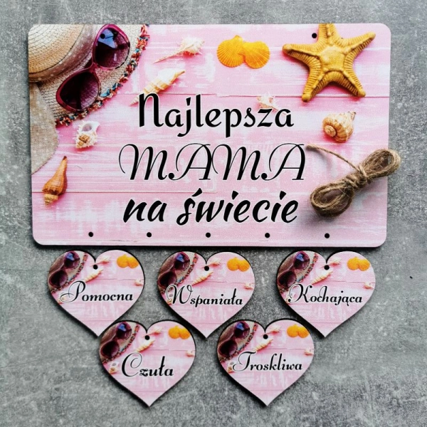 Tabliczka z sercami i dedykacją dla mamy N3