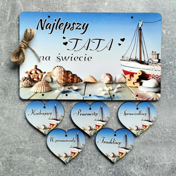 Tabliczka z sercami i dedykacją dla taty N3