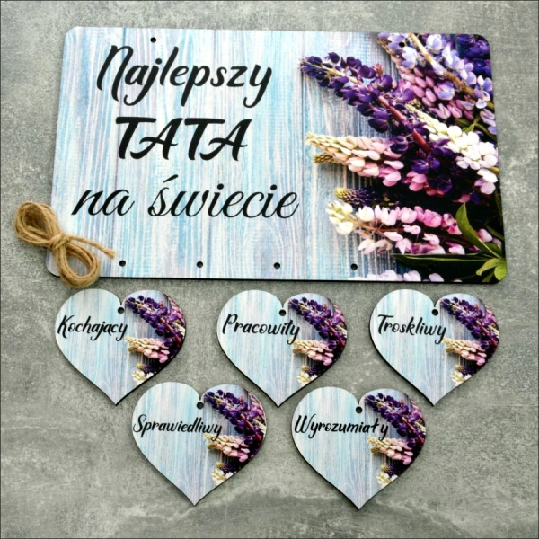 Tabliczka z sercami i dedykacją dla taty N1